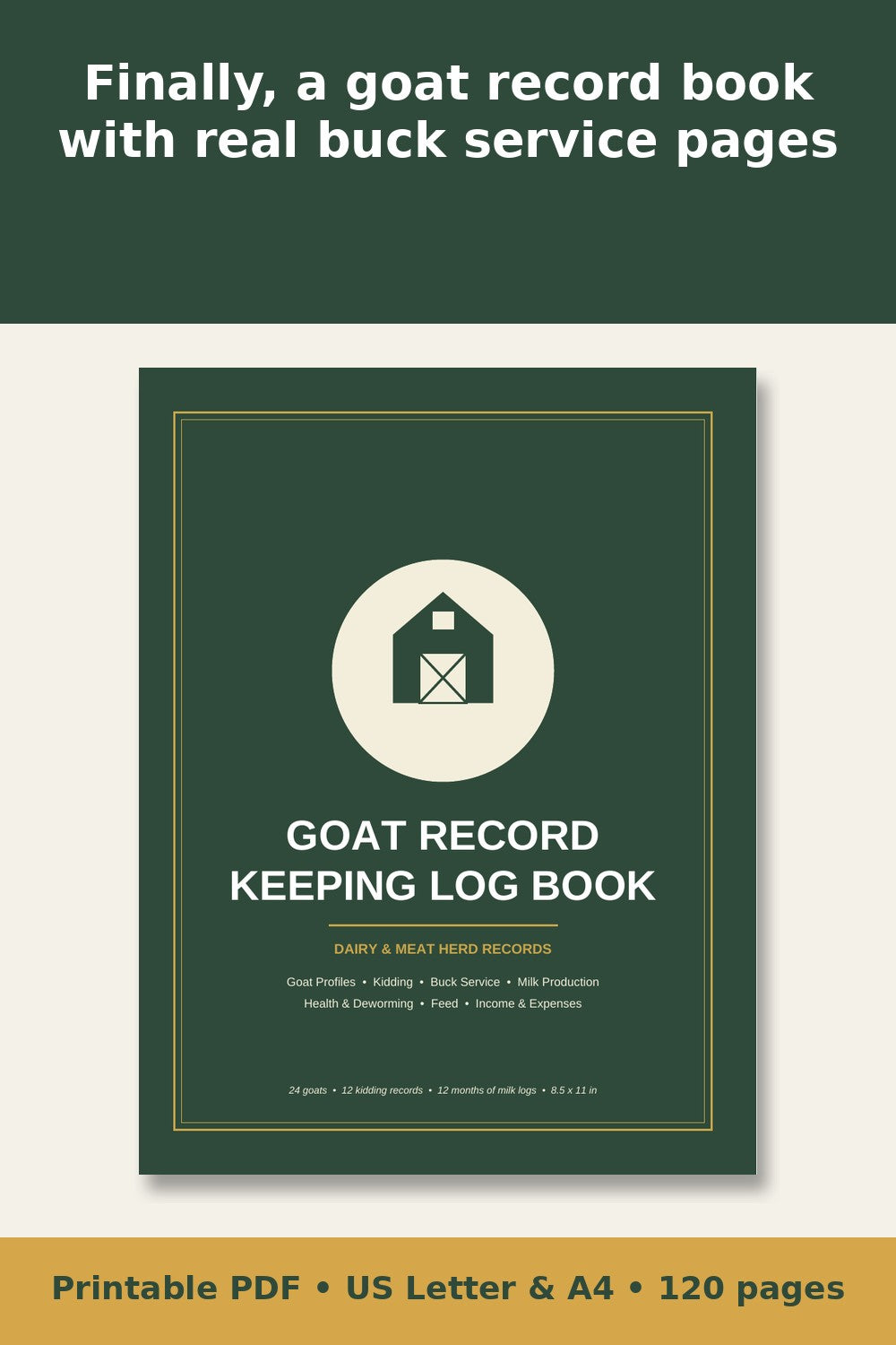 Goat Record Keeping Log Book – printable PDF preview 1