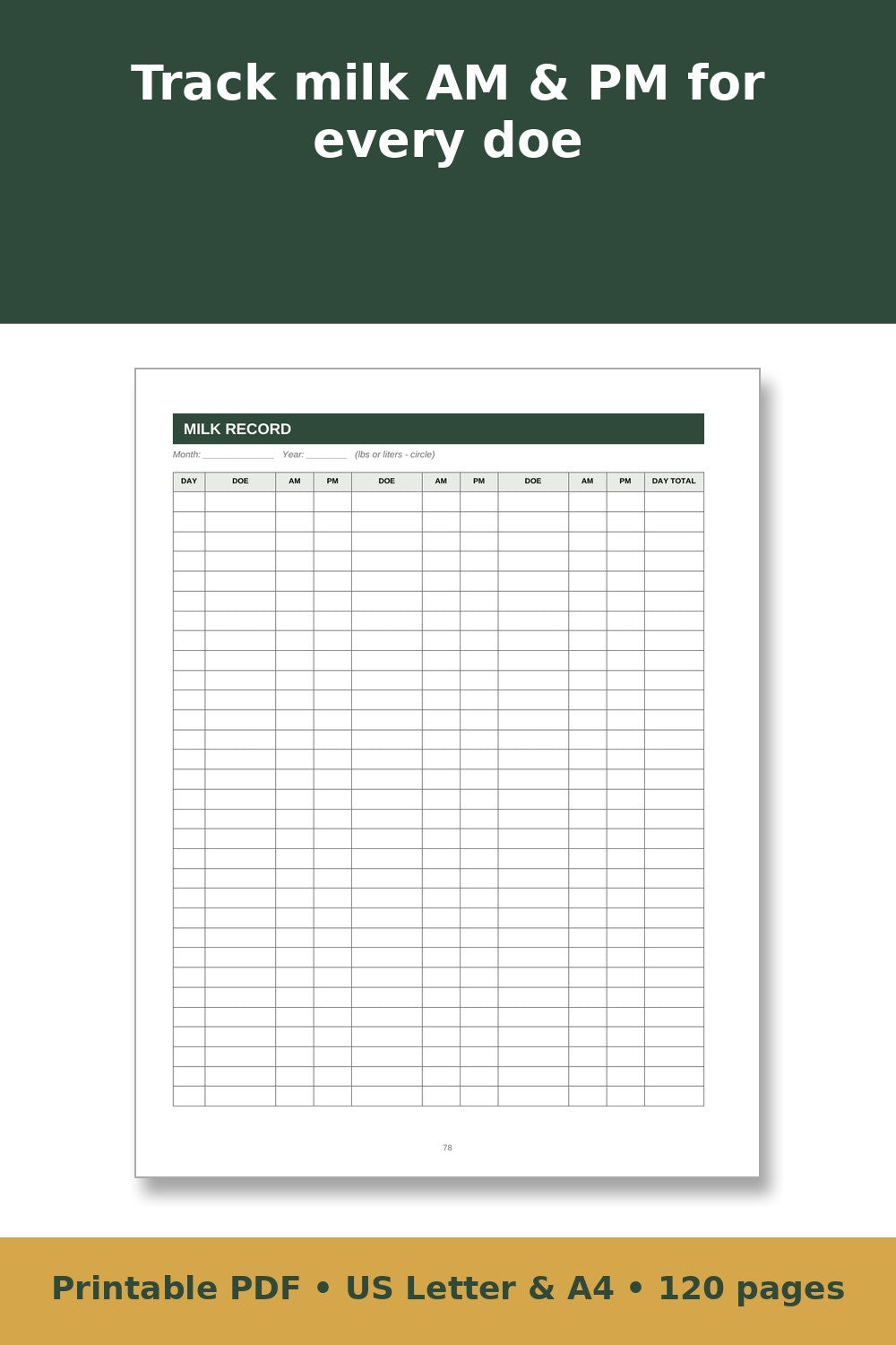 Goat Record Keeping Log Book – printable PDF preview 4