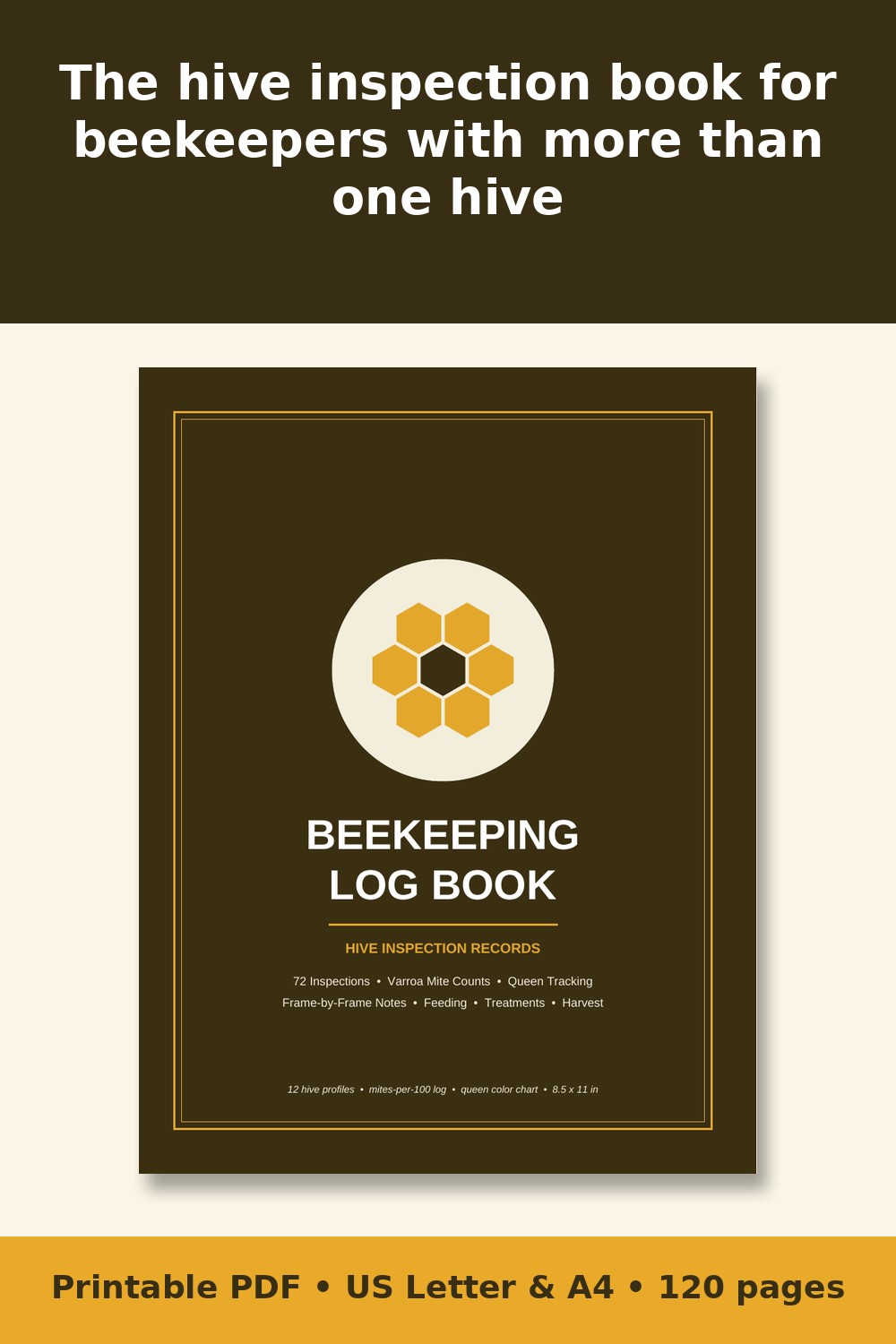 Beekeeping Log Book – printable PDF preview 1