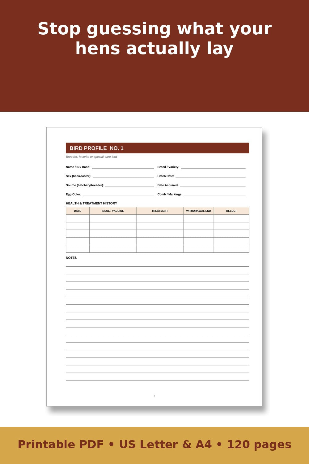 Chicken Record Keeping Log Book – printable PDF preview 2