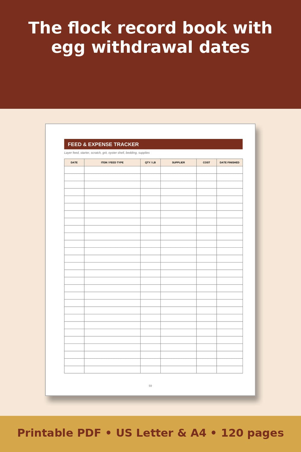 Chicken Record Keeping Log Book – printable PDF preview 3
