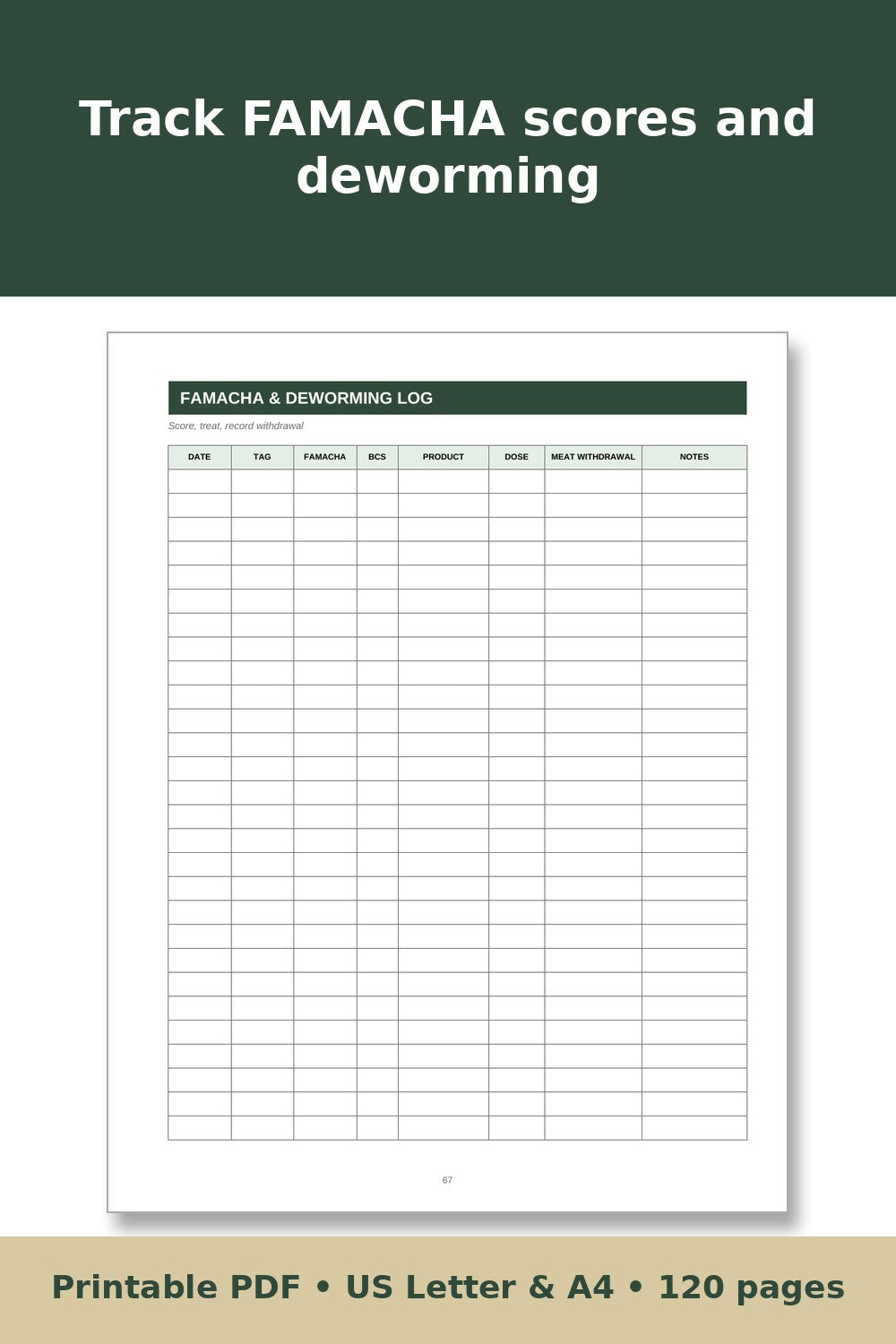 Sheep Record Keeping Log Book – printable PDF preview 4