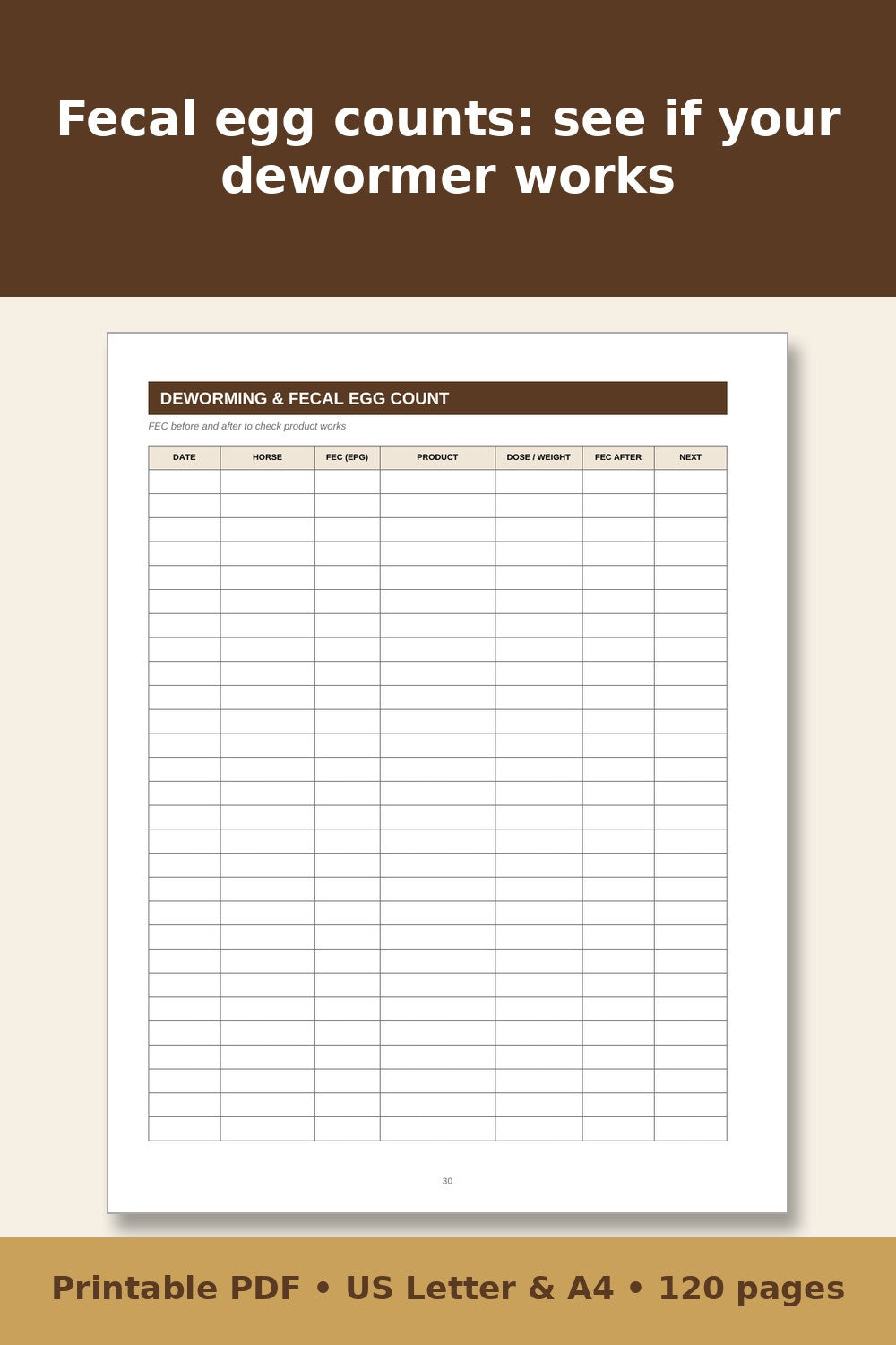 Horse Care Record Book – printable PDF preview 5