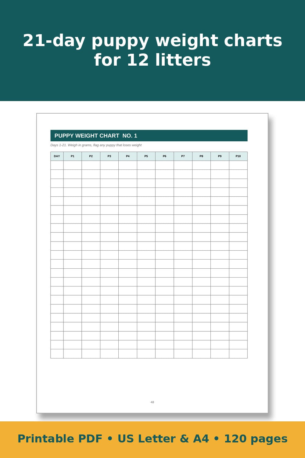 Dog Breeding & Whelping Record Book – printable PDF preview 2