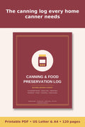 Canning and Food Preservation Log Book – printable PDF preview 1