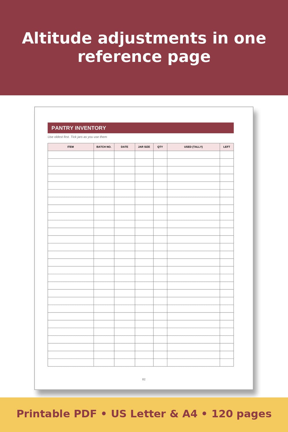 Canning and Food Preservation Log Book – printable PDF preview 4