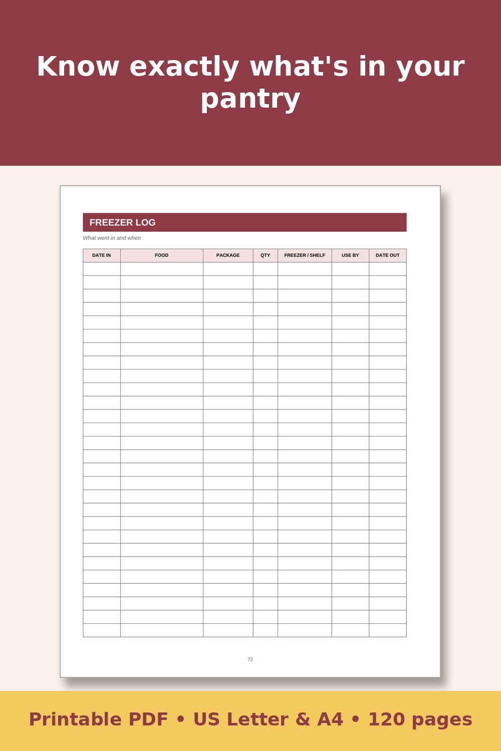 Canning and Food Preservation Log Book – printable PDF preview 5