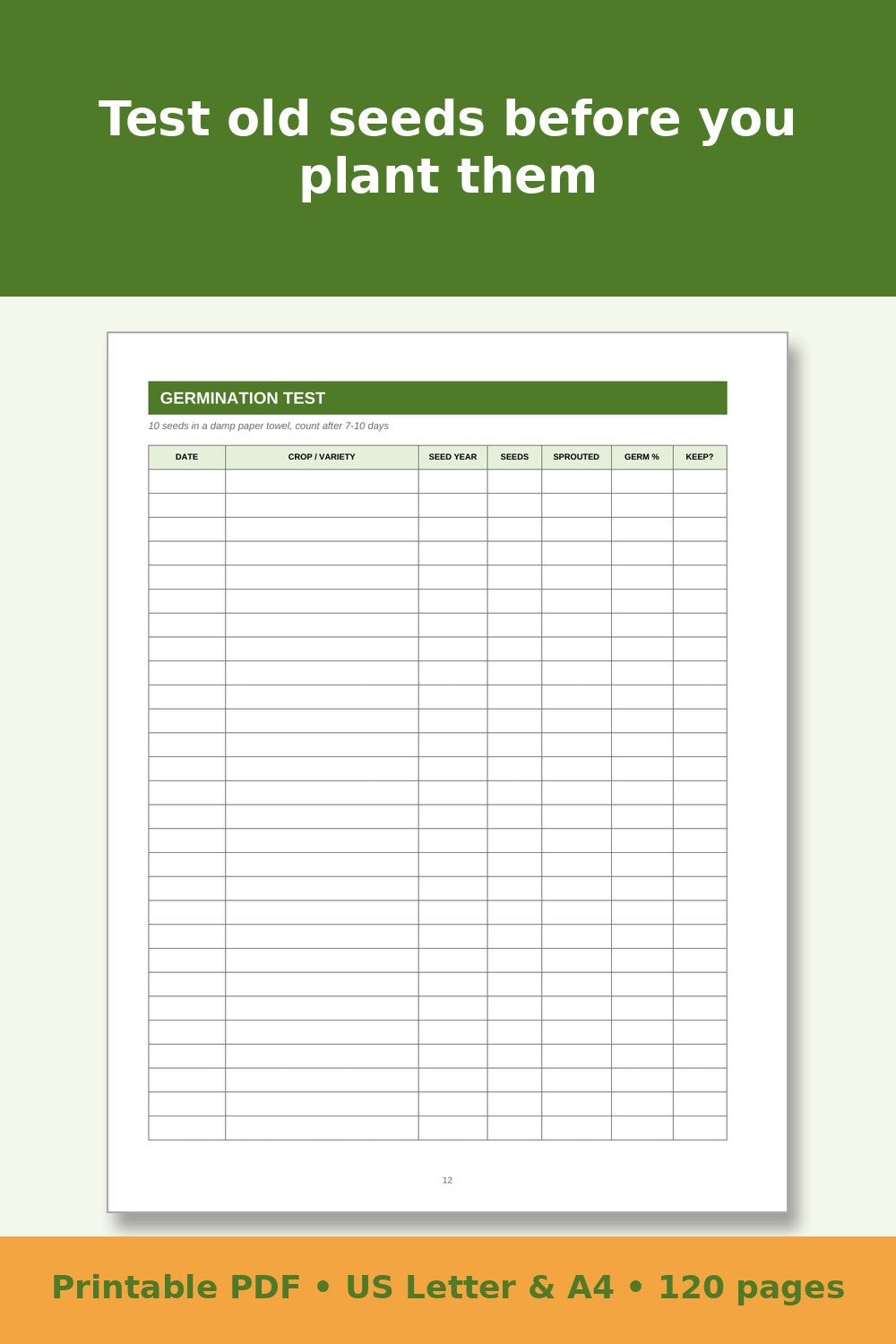 Vegetable Garden Planner and Seed Log – printable PDF preview 3