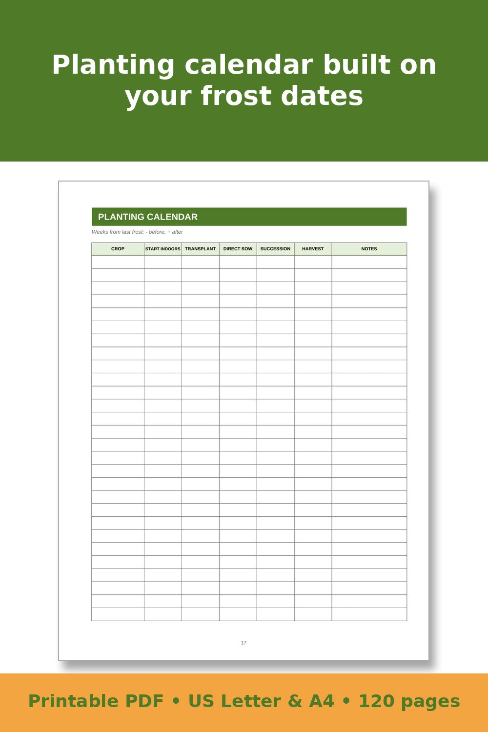 Vegetable Garden Planner and Seed Log – printable PDF preview 4
