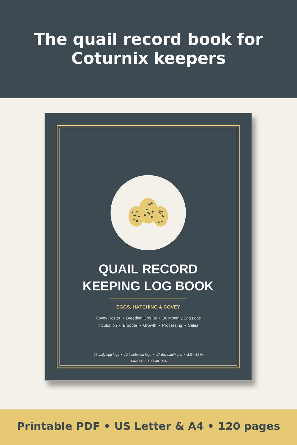 Quail Record Keeping Log Book – printable PDF preview 1