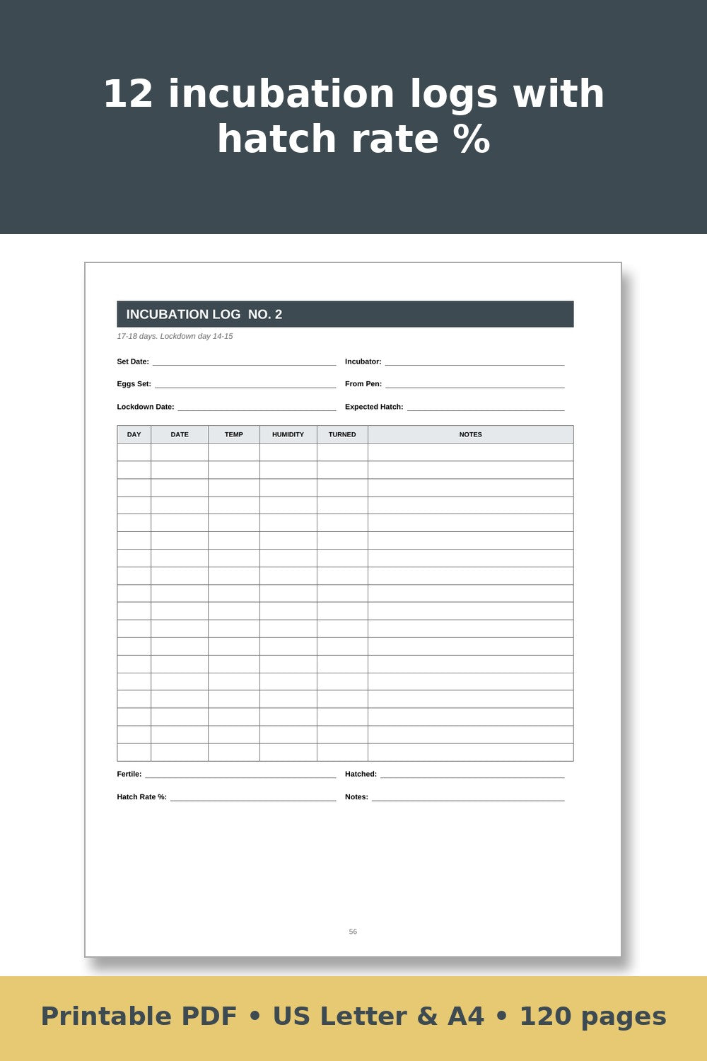 Quail Record Keeping Log Book – printable PDF preview 4