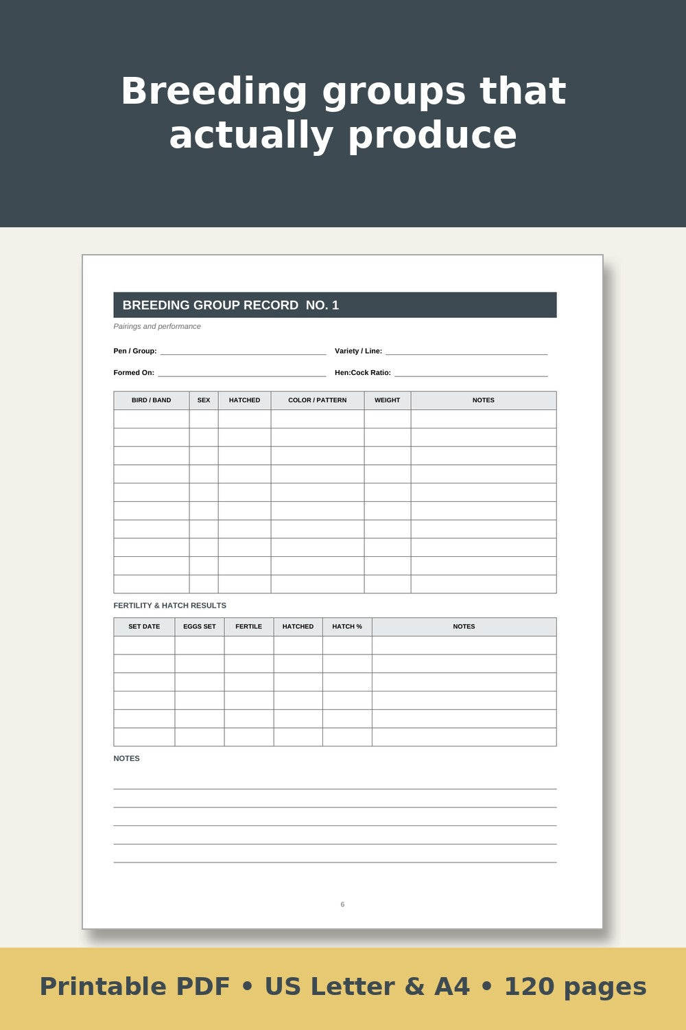 Quail Record Keeping Log Book – printable PDF preview 5