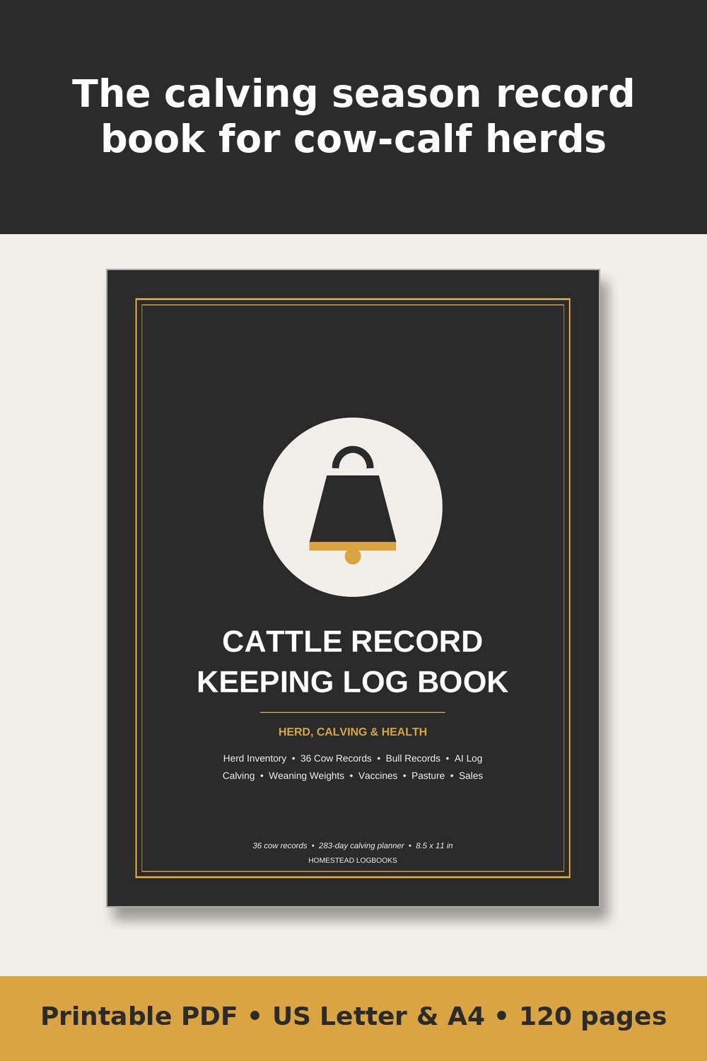 Cattle Record Keeping Log Book – printable PDF preview 1