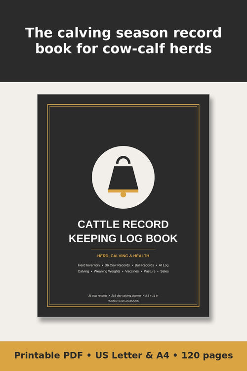 Cattle Record Keeping Log Book – printable PDF preview 1