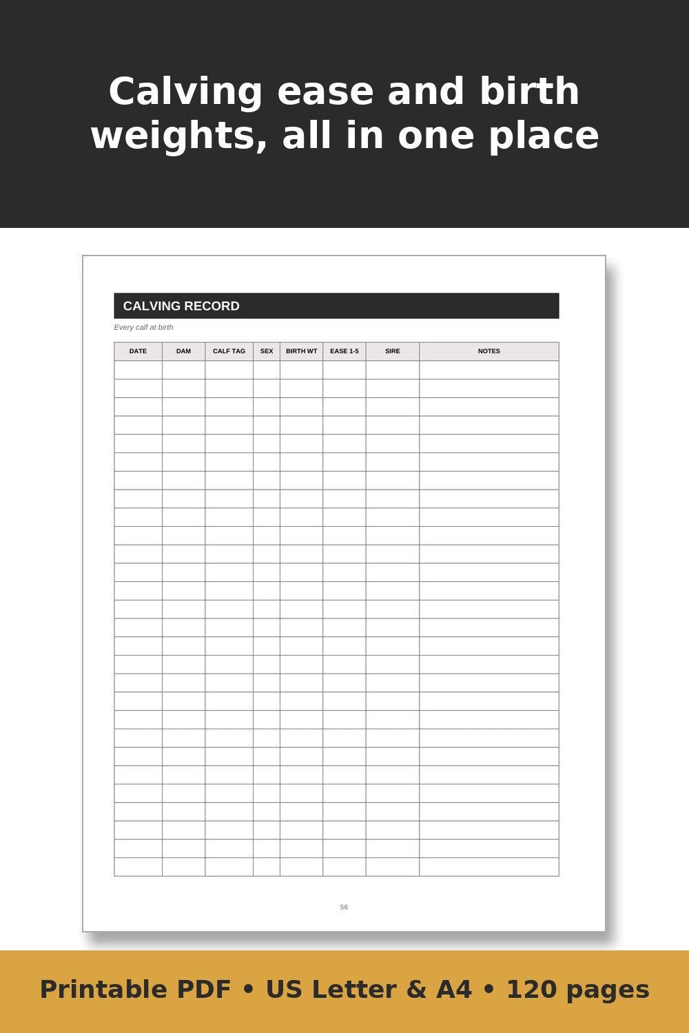 Cattle Record Keeping Log Book – printable PDF preview 4