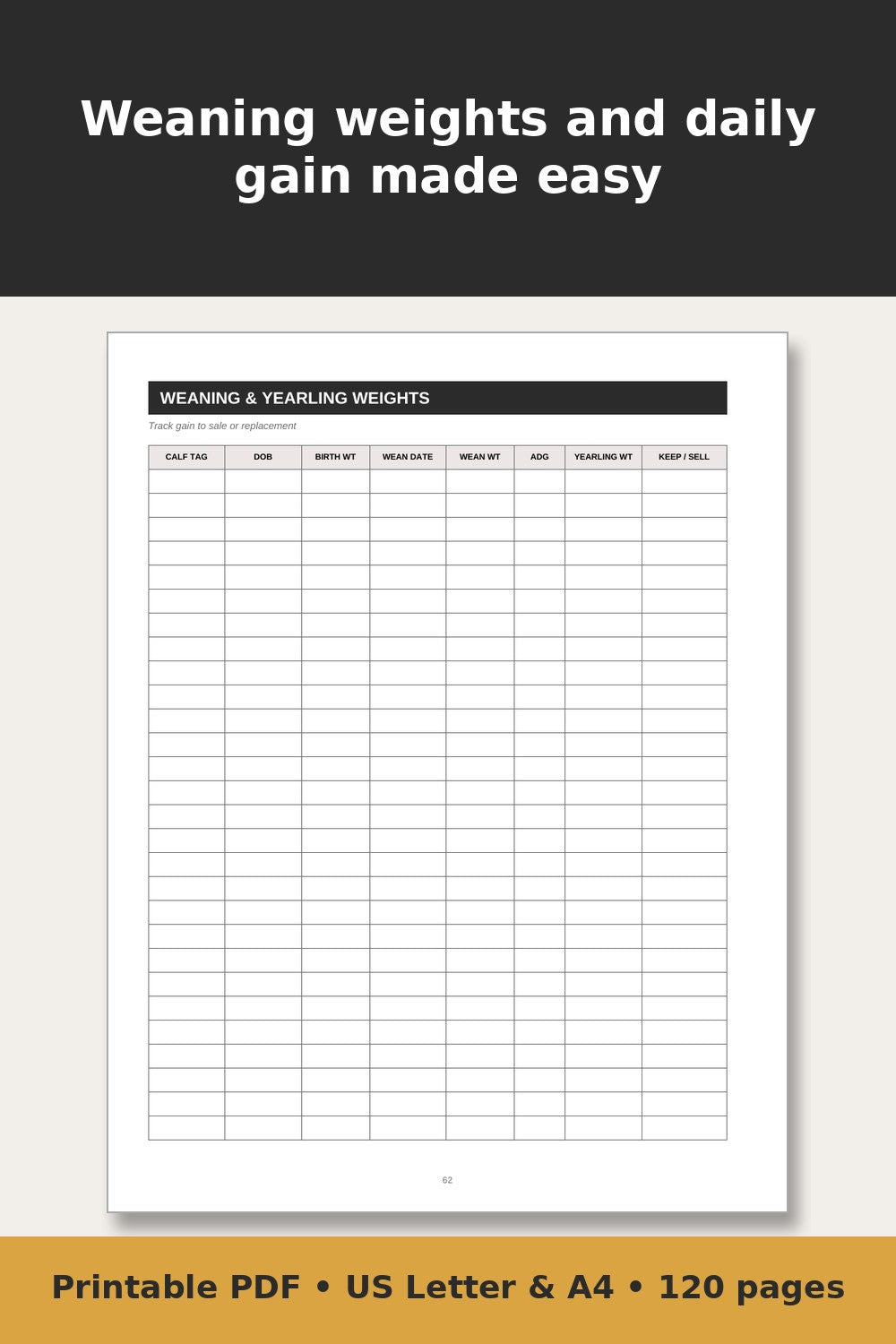 Cattle Record Keeping Log Book – printable PDF preview 5