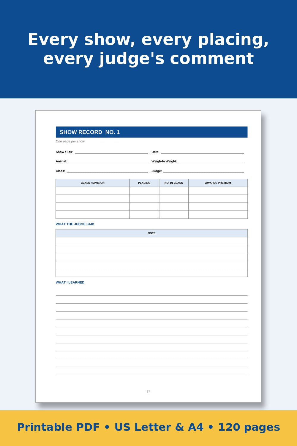 Livestock Show Project Record Book – printable PDF preview 5