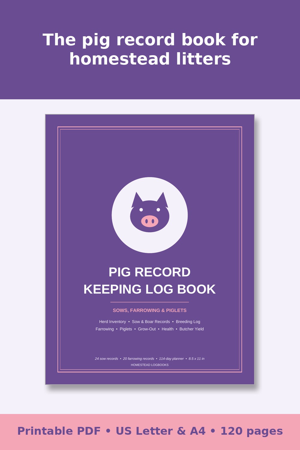 Pig Record Keeping Log Book – printable PDF preview 1