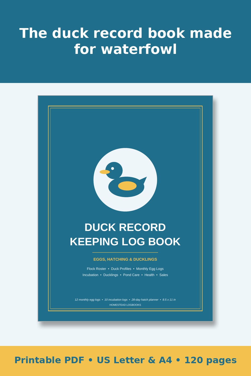 Duck Record Keeping Log Book – printable PDF preview 1