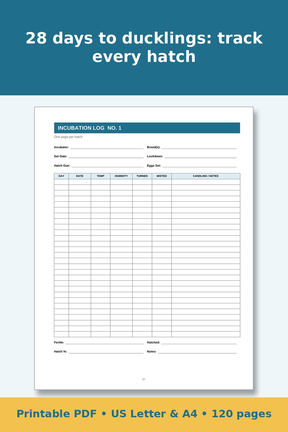 Duck Record Keeping Log Book – printable PDF preview 3