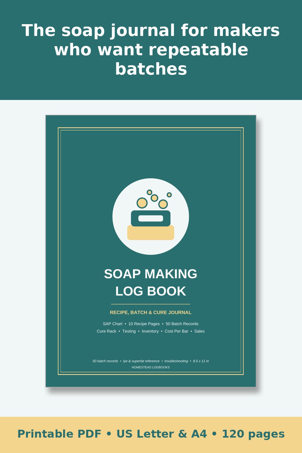 Soap Making Log Book – printable PDF preview 1