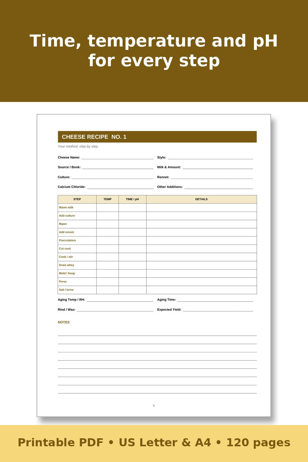 Cheese Making Log Book – printable PDF preview 4