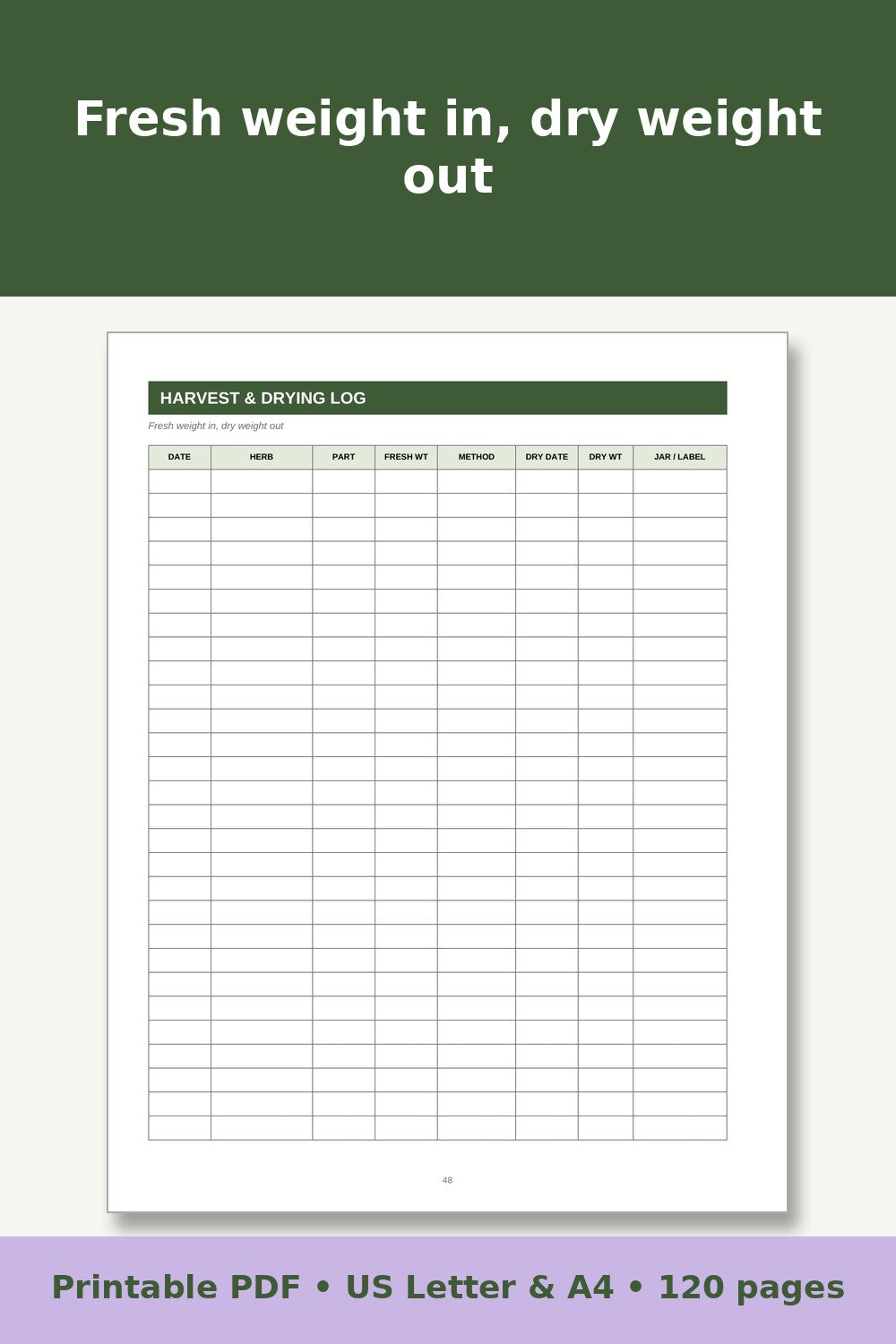 Herb Garden and Apothecary Log Book – printable PDF preview 5