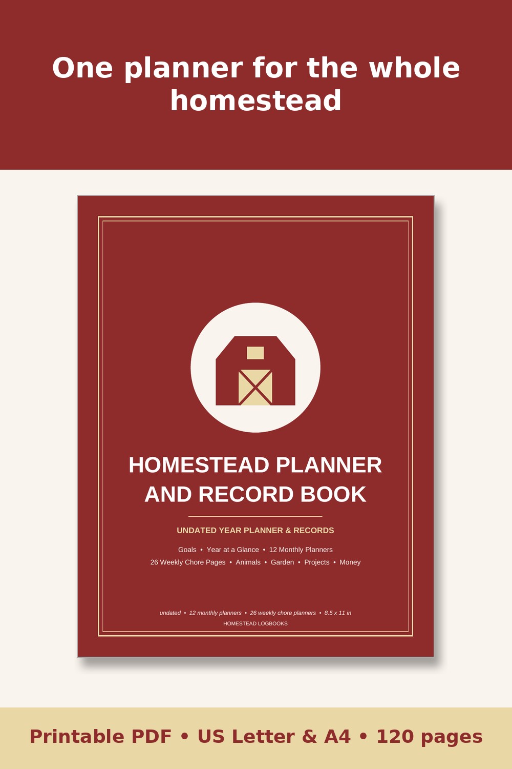 Homestead Planner and Record Book – printable PDF preview 1