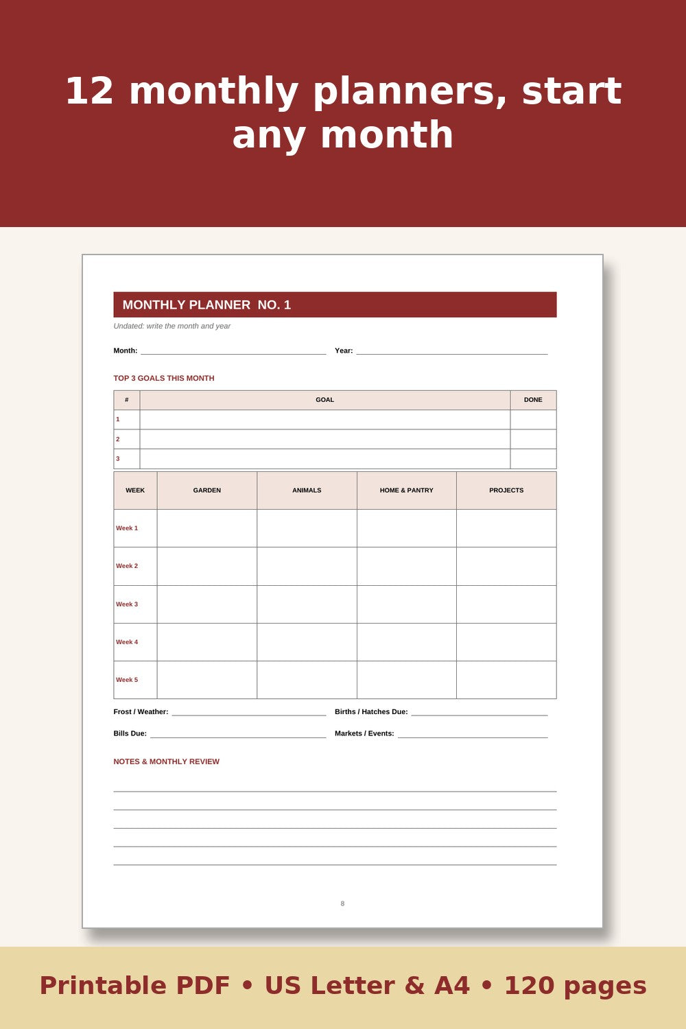 Homestead Planner and Record Book – printable PDF preview 3