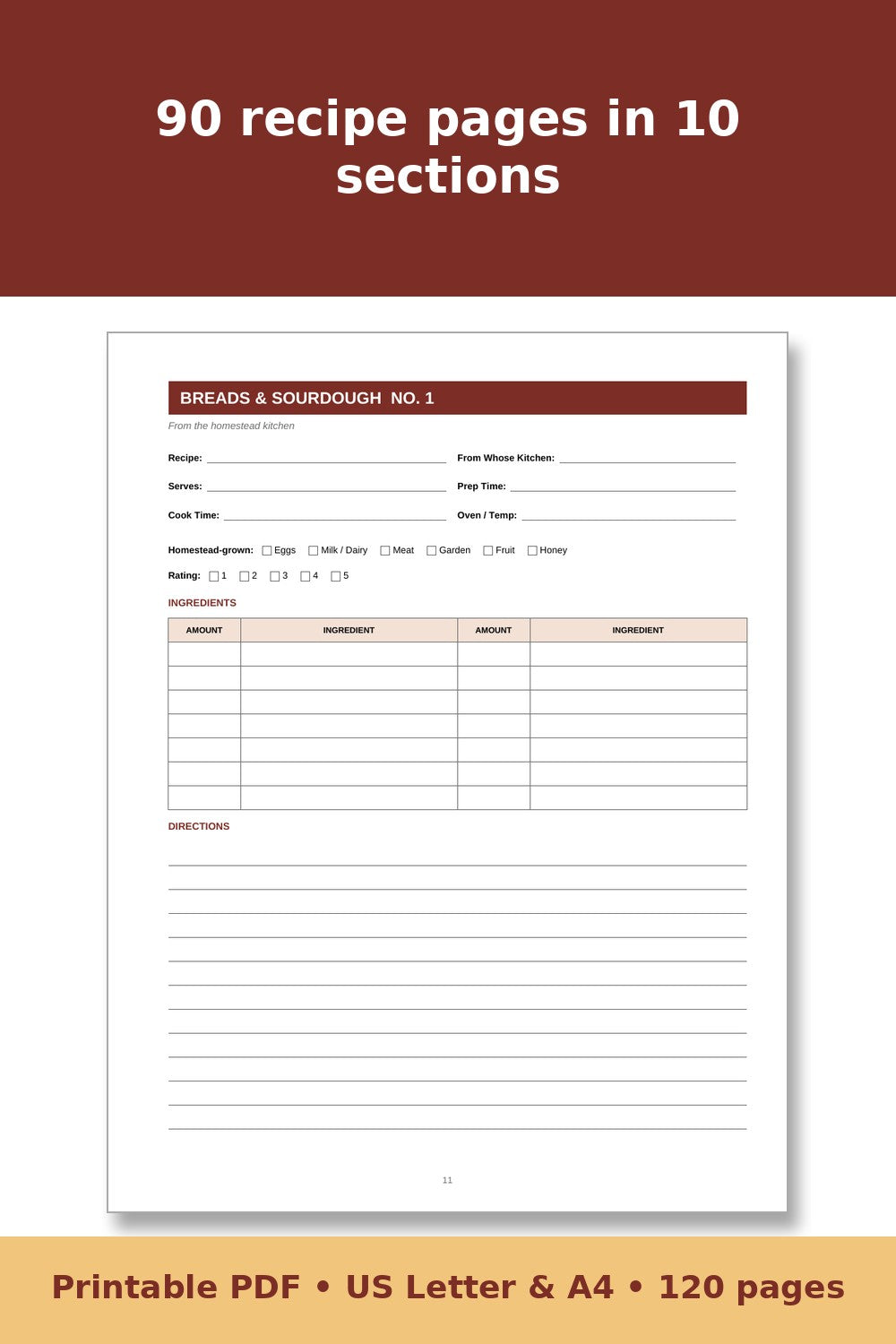 Homestead Kitchen Recipe Book – printable PDF preview 2