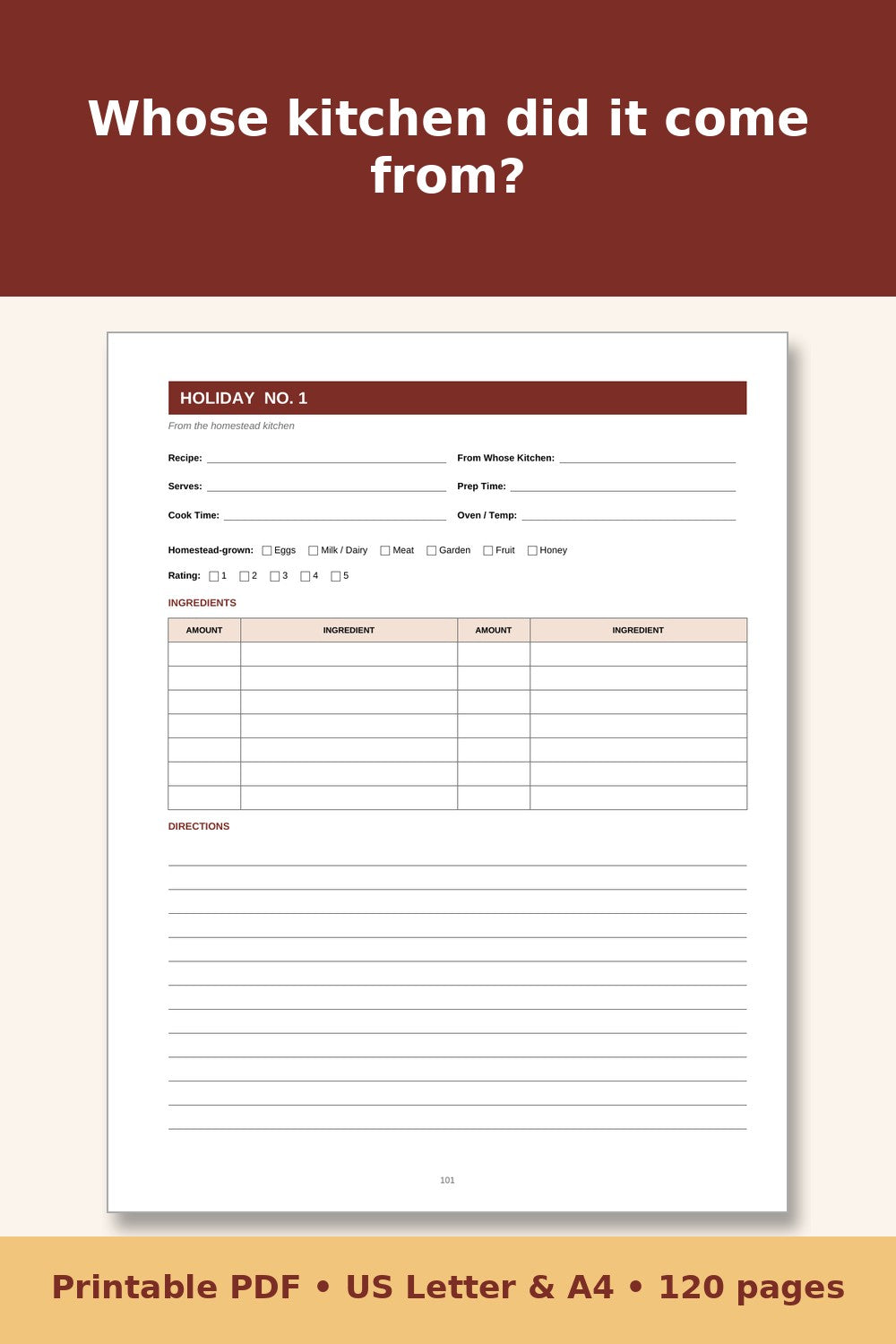 Homestead Kitchen Recipe Book – printable PDF preview 3