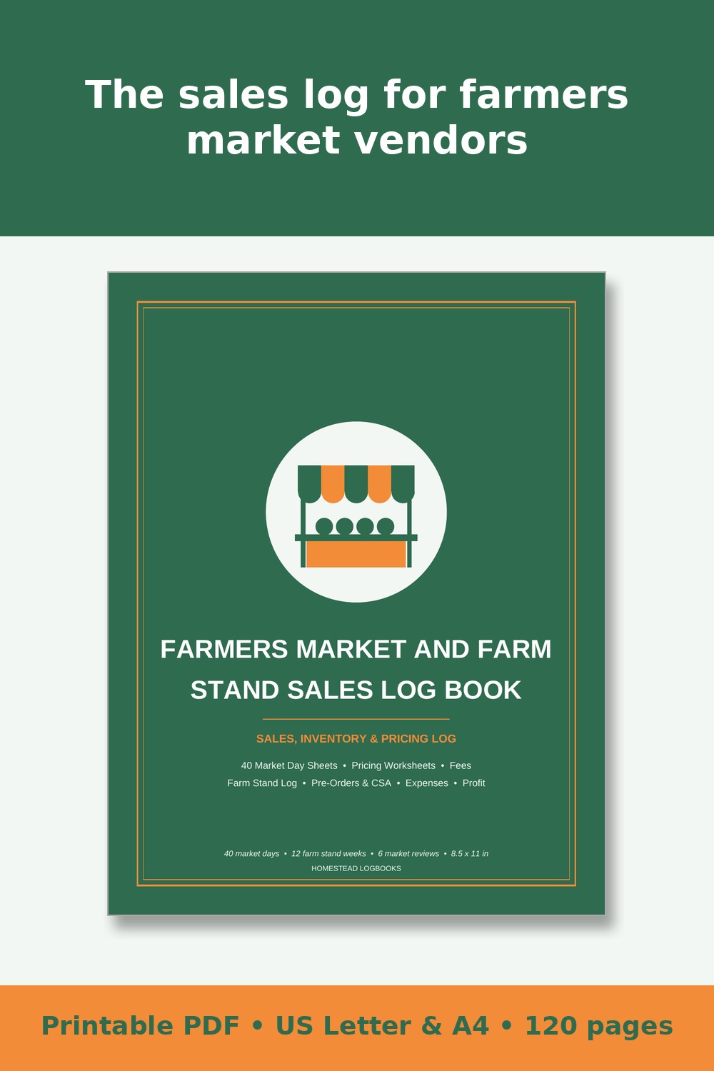 Farmers Market and Farm Stand Sales Log Book – printable PDF preview 1