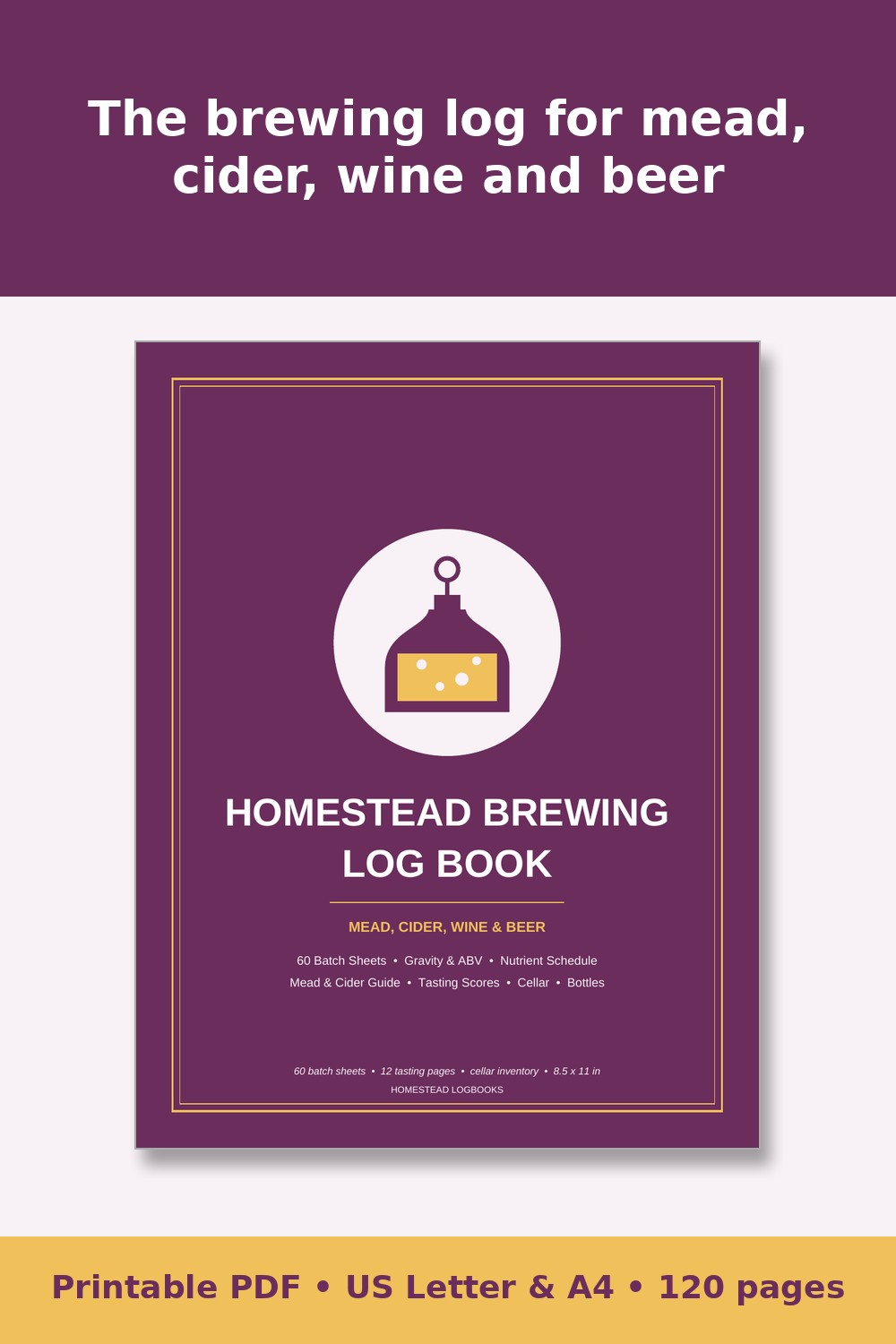 Homestead Brewing Log Book – printable PDF preview 1