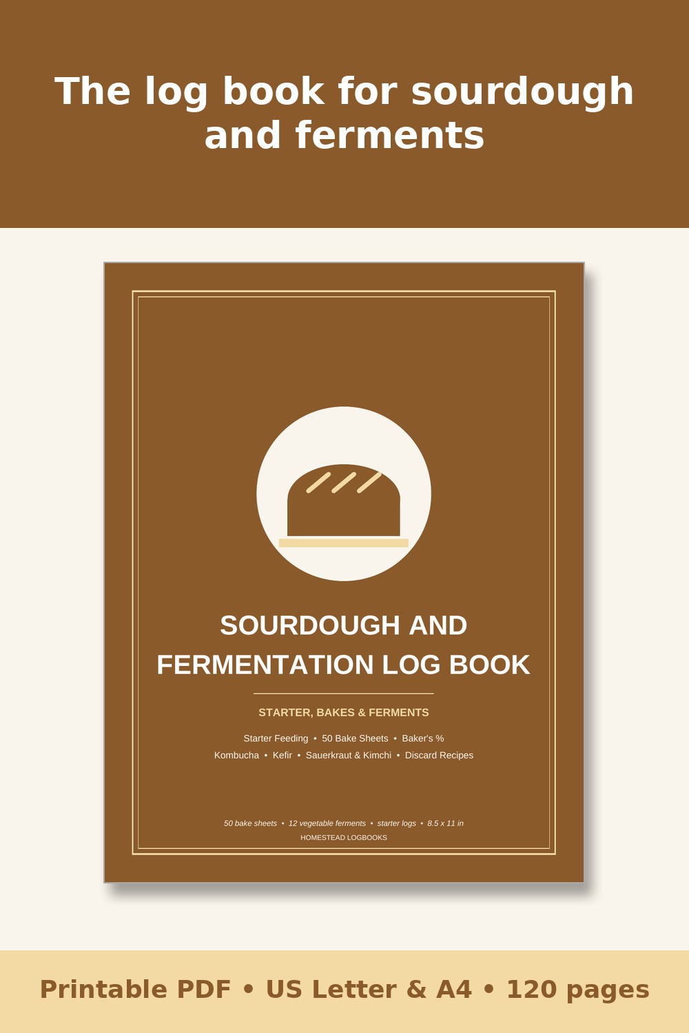 Sourdough and Fermentation Log Book – printable PDF preview 1