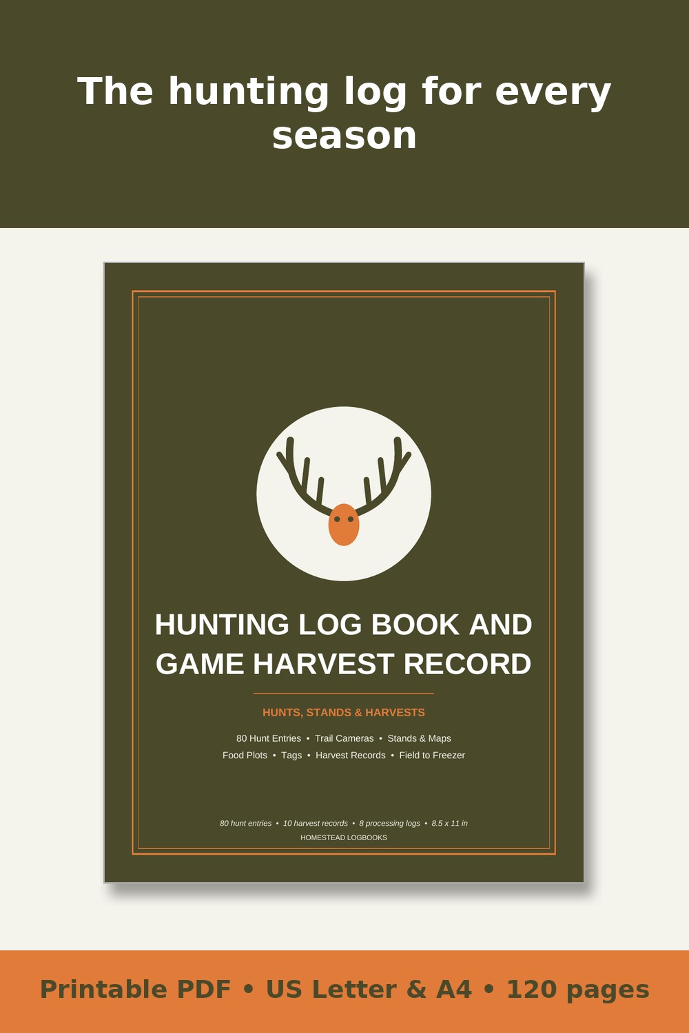 Hunting Log Book and Game Harvest Record – printable PDF preview 1