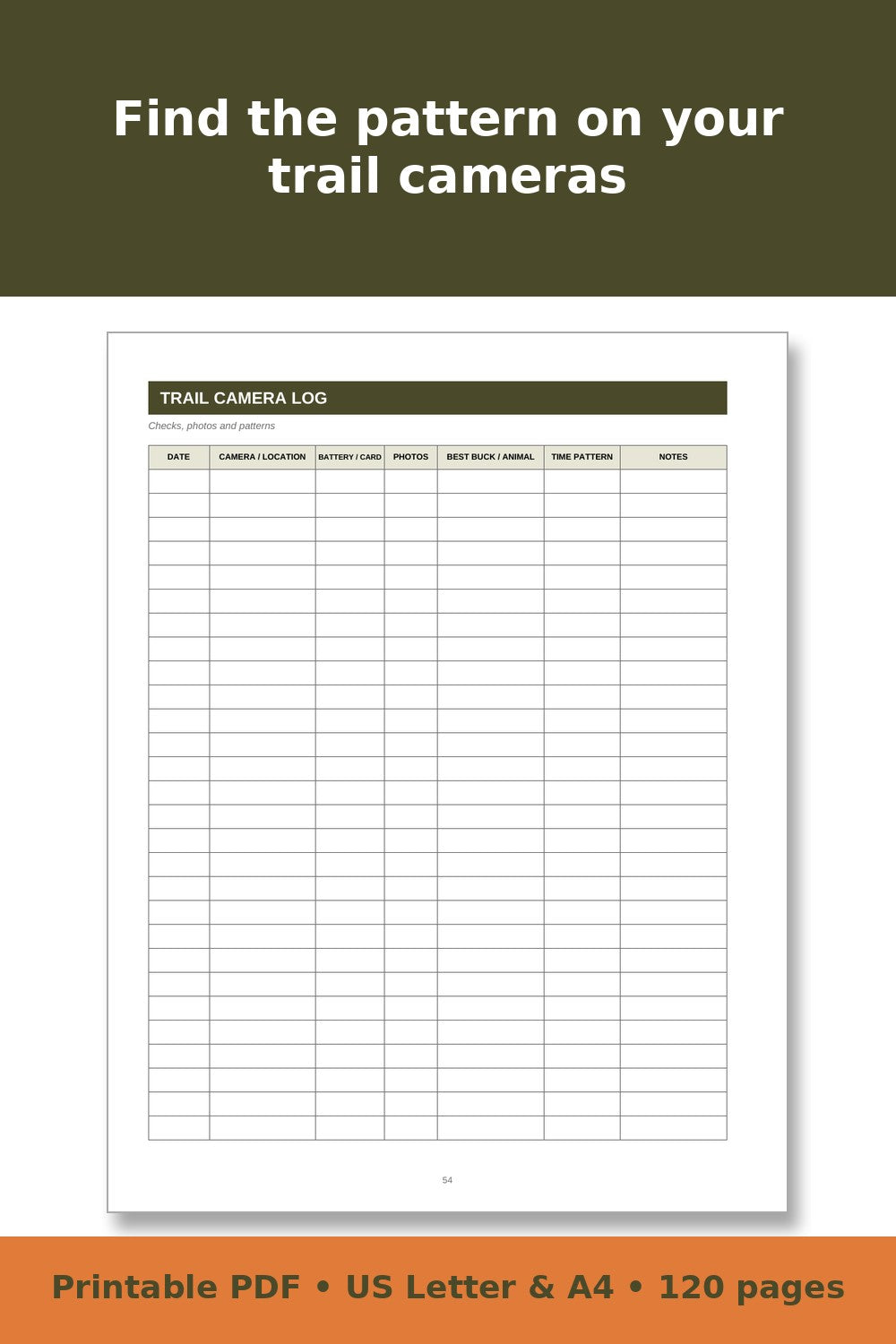 Hunting Log Book and Game Harvest Record – printable PDF preview 4