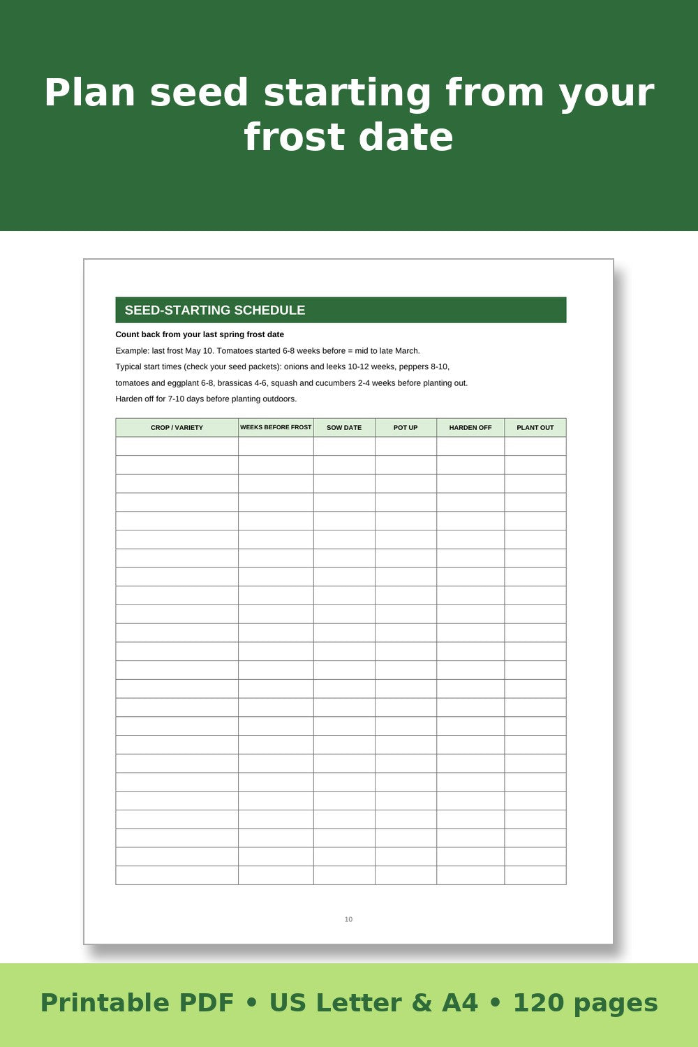 Greenhouse Log Book and Planner – printable PDF preview 2