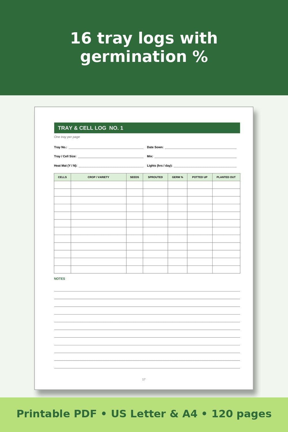 Greenhouse Log Book and Planner – printable PDF preview 3
