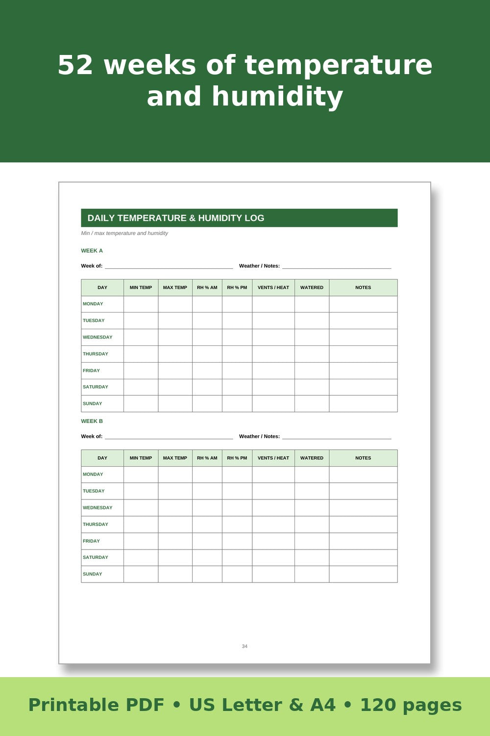 Greenhouse Log Book and Planner – printable PDF preview 4