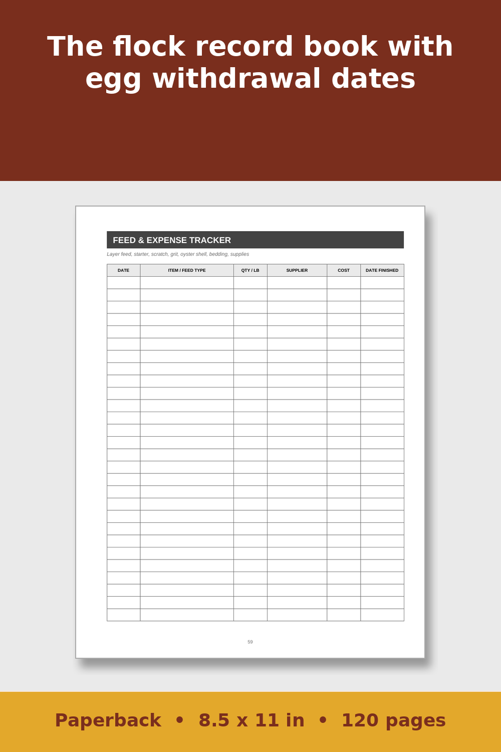 Chicken Record Keeping Log Book – inside page