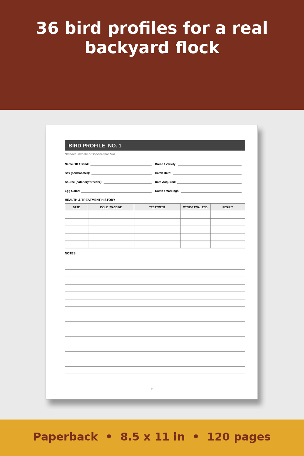 Chicken Record Keeping Log Book – inside page