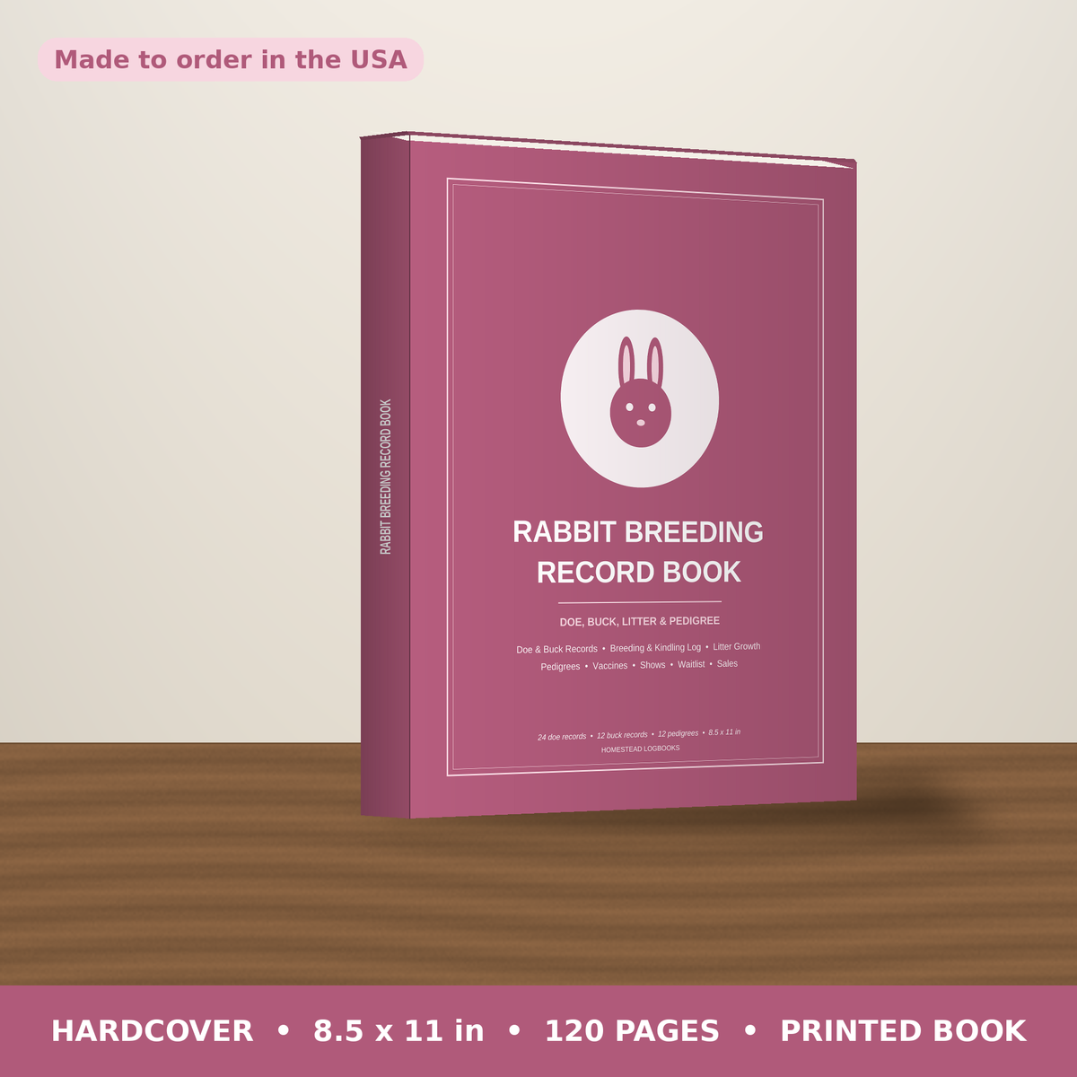 Rabbit Breeding Record Book – hardcover