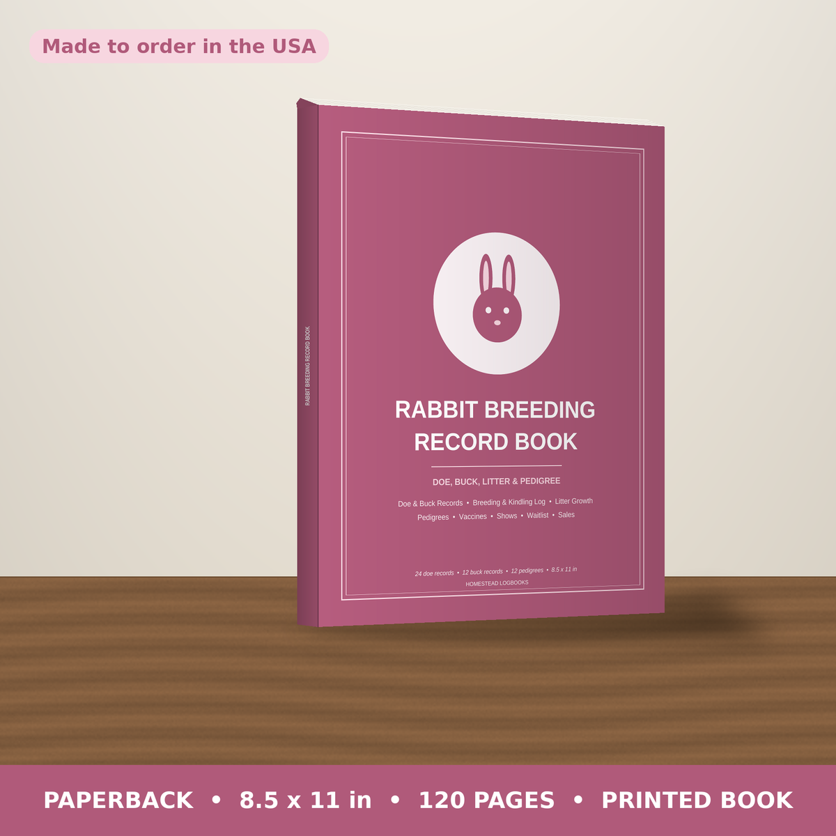 Rabbit Breeding Record Book – paperback