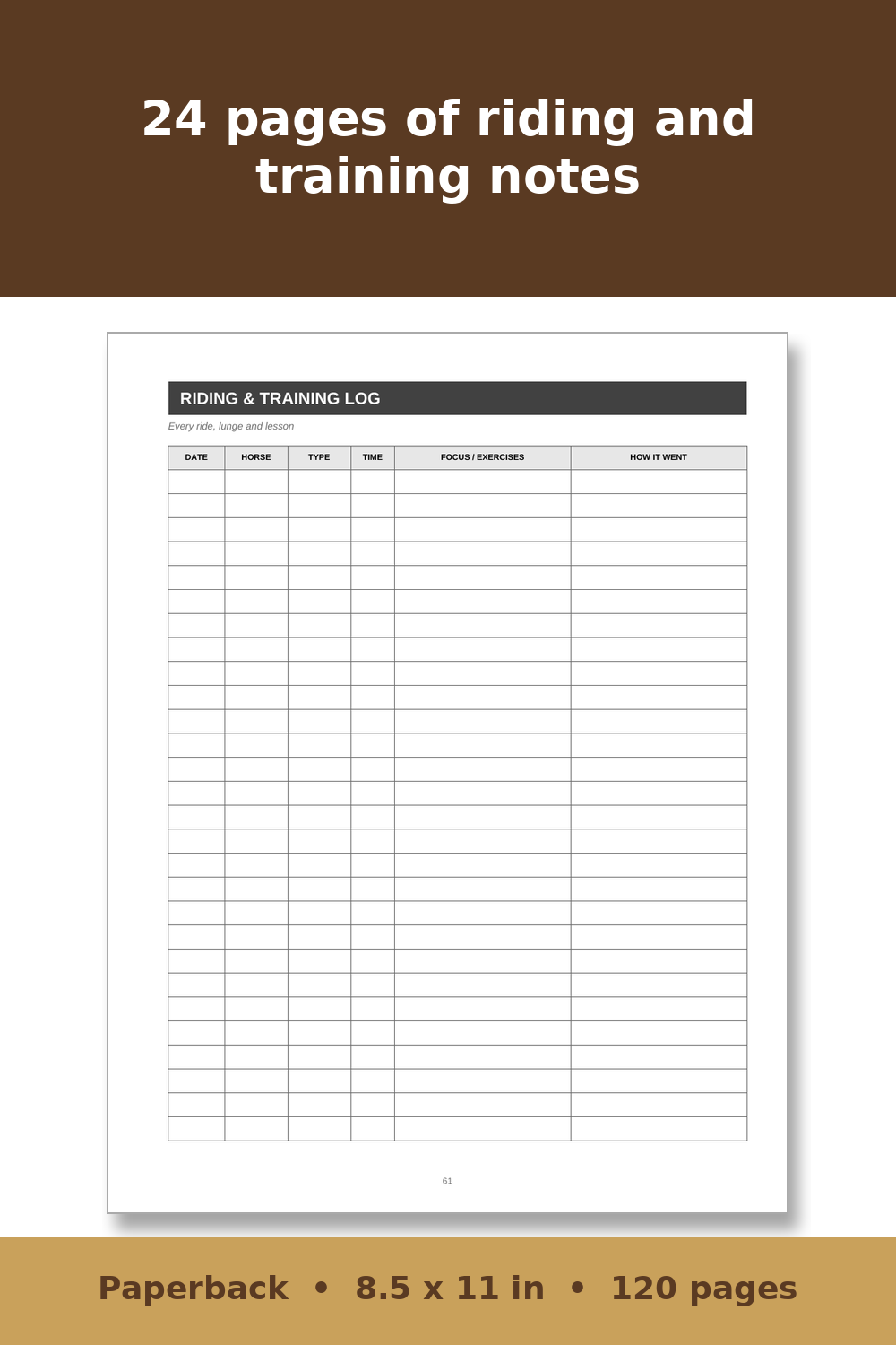 Horse Care Record Book – inside page