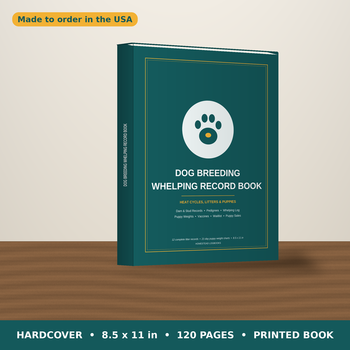 Dog Breeding & Whelping Record Book – hardcover