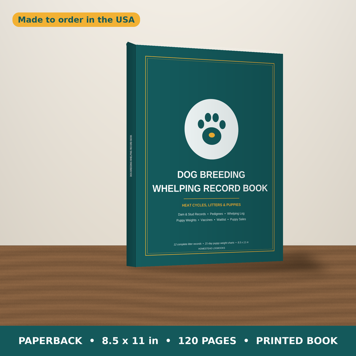 Dog Breeding & Whelping Record Book – paperback