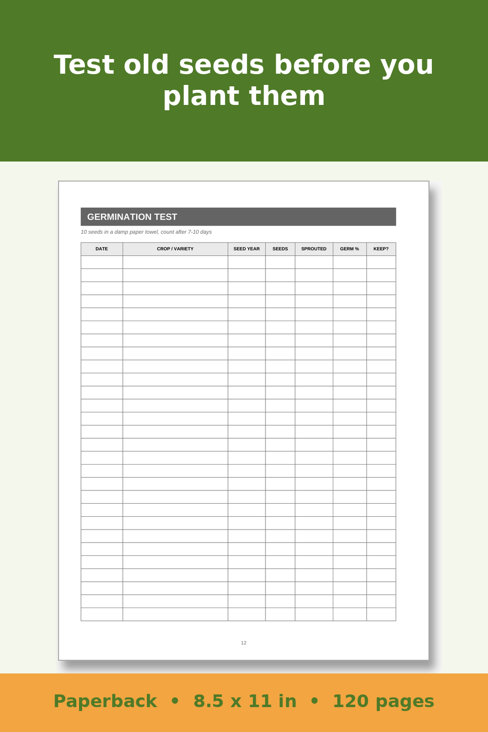 Vegetable Garden Planner and Seed Log – inside page