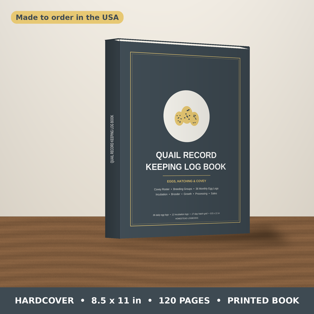 Quail Record Keeping Log Book – hardcover