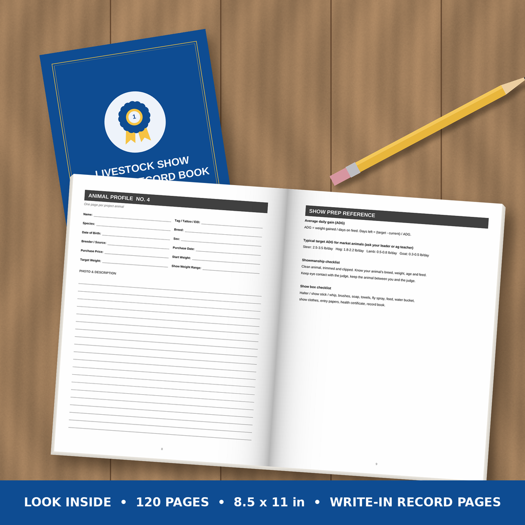 Livestock Show Project Record Book – inside pages spread