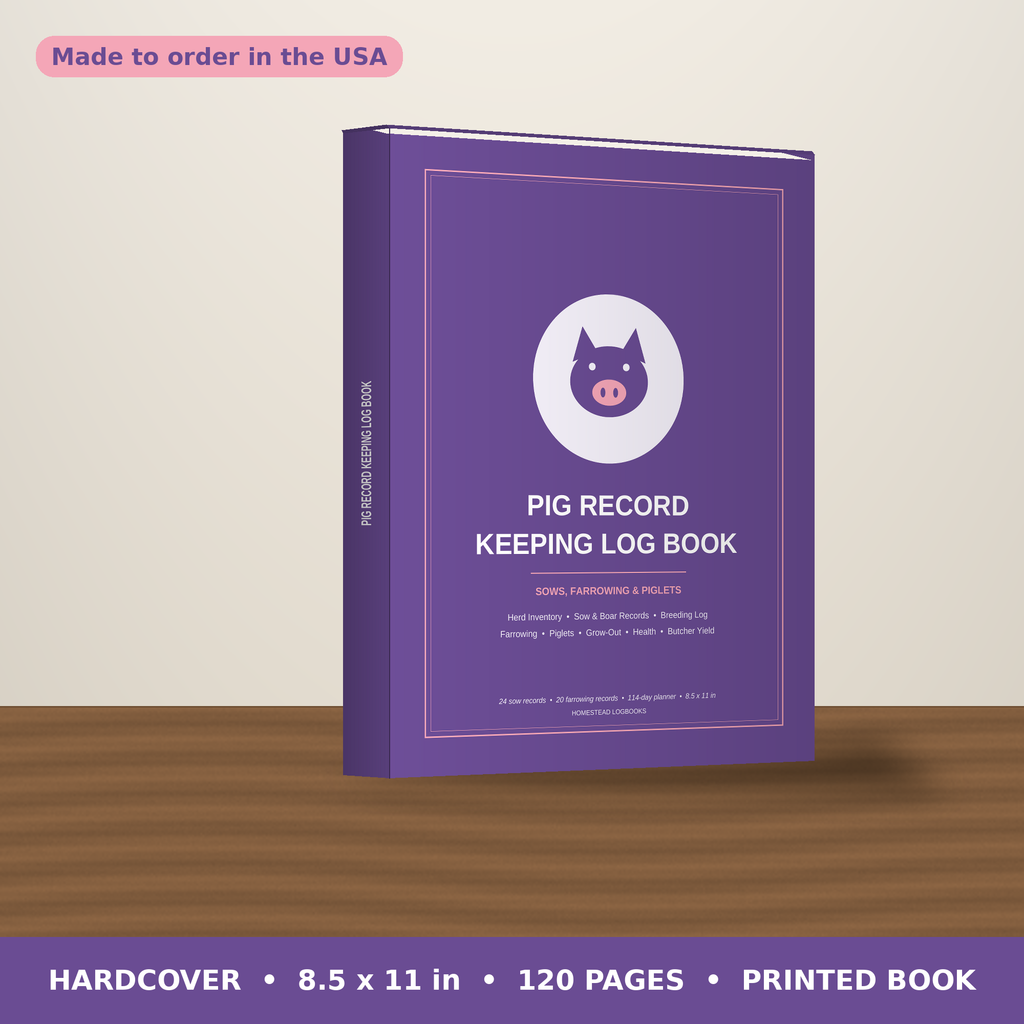 Pig Record Keeping Log Book – hardcover